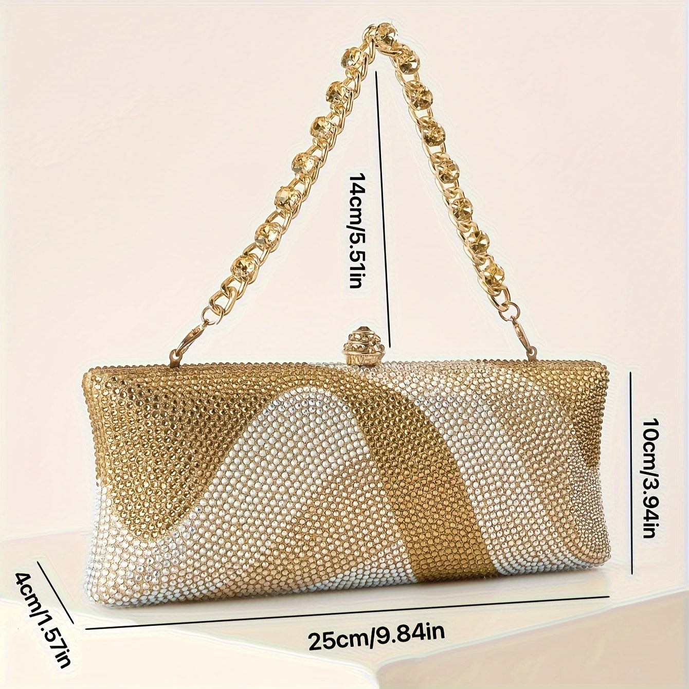 Elegant Crystal Dinner Clutch with Geometric Pattern