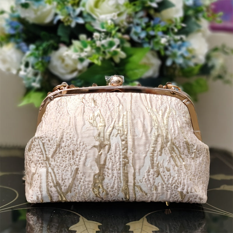 Elegant cyan and gold clutch bag