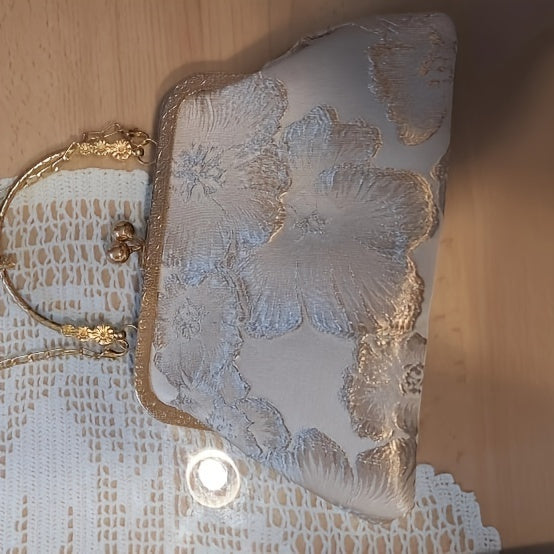 Timeless Design, Elegant Floral Evening Clutch with Tassel