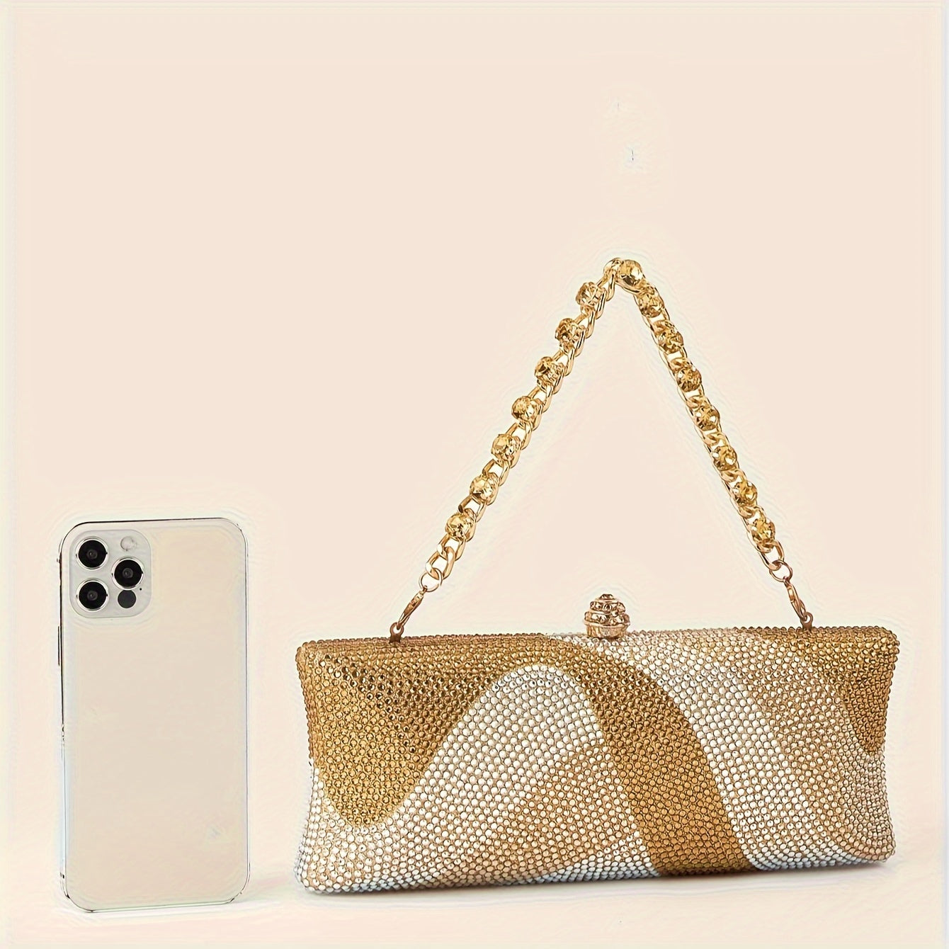 Elegant Crystal Dinner Clutch with Geometric Pattern