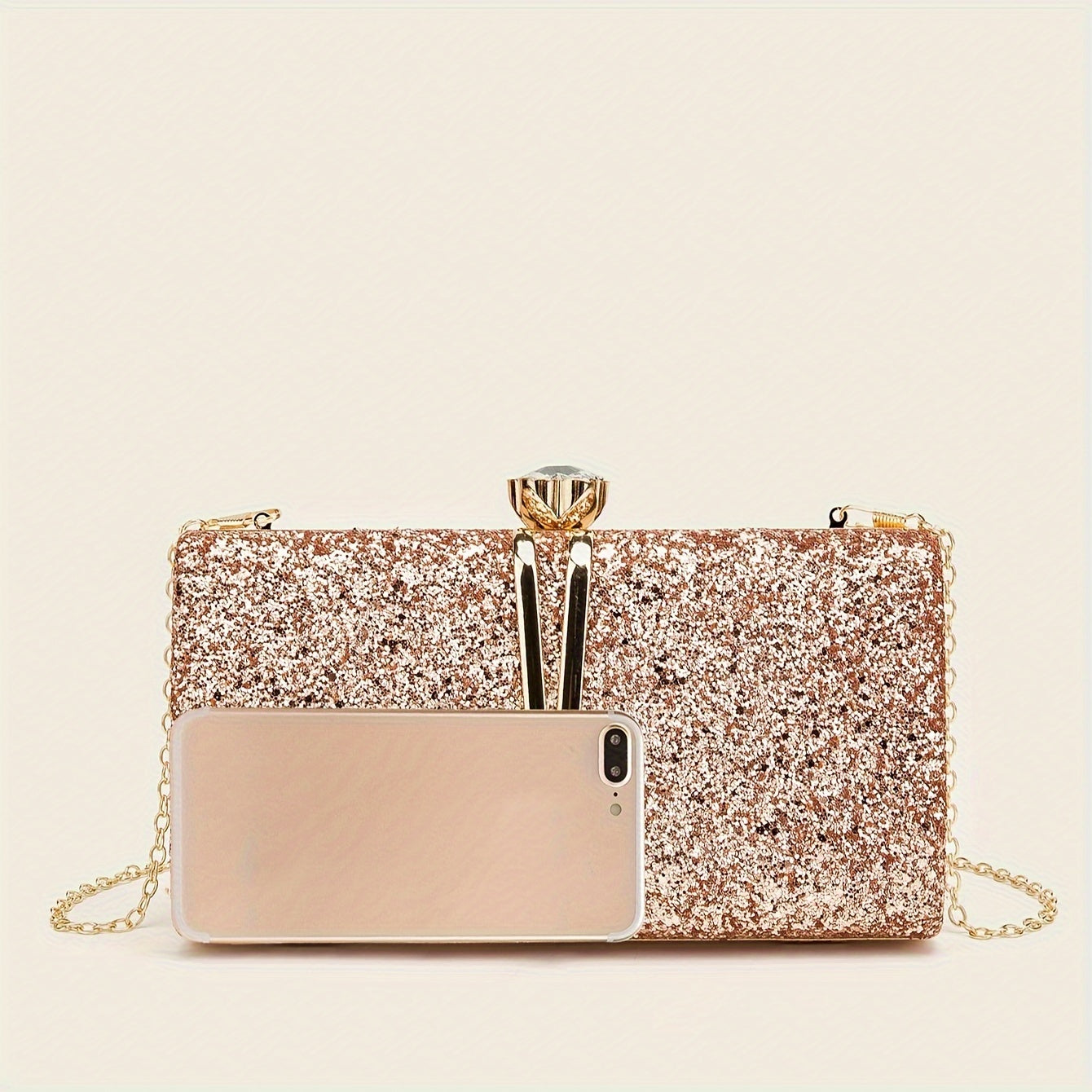 New Stylish Party Clutch Bag For Women, Evening Bag With V-shaped Golden Details