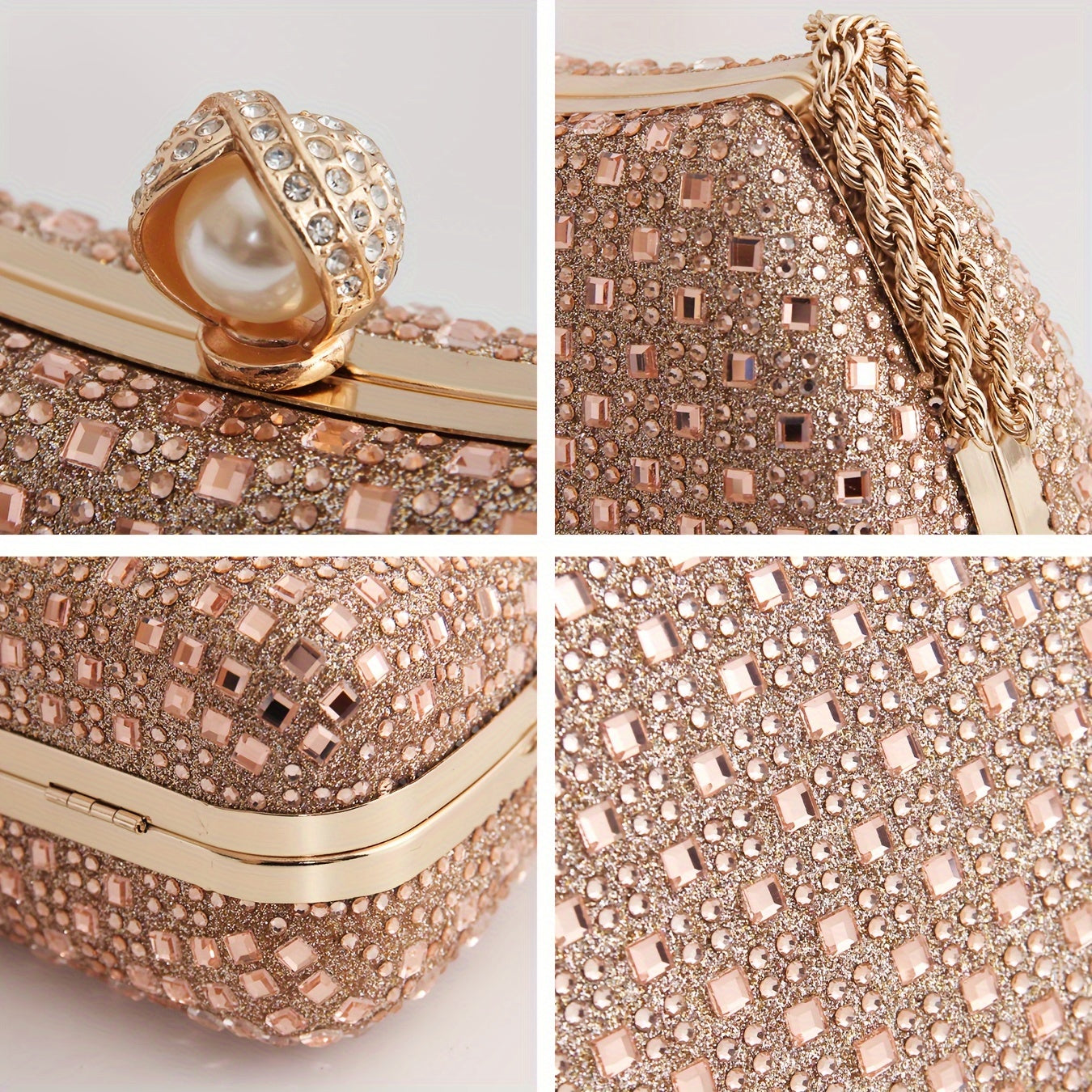 Elegant Champagne Rhinestone Clutch