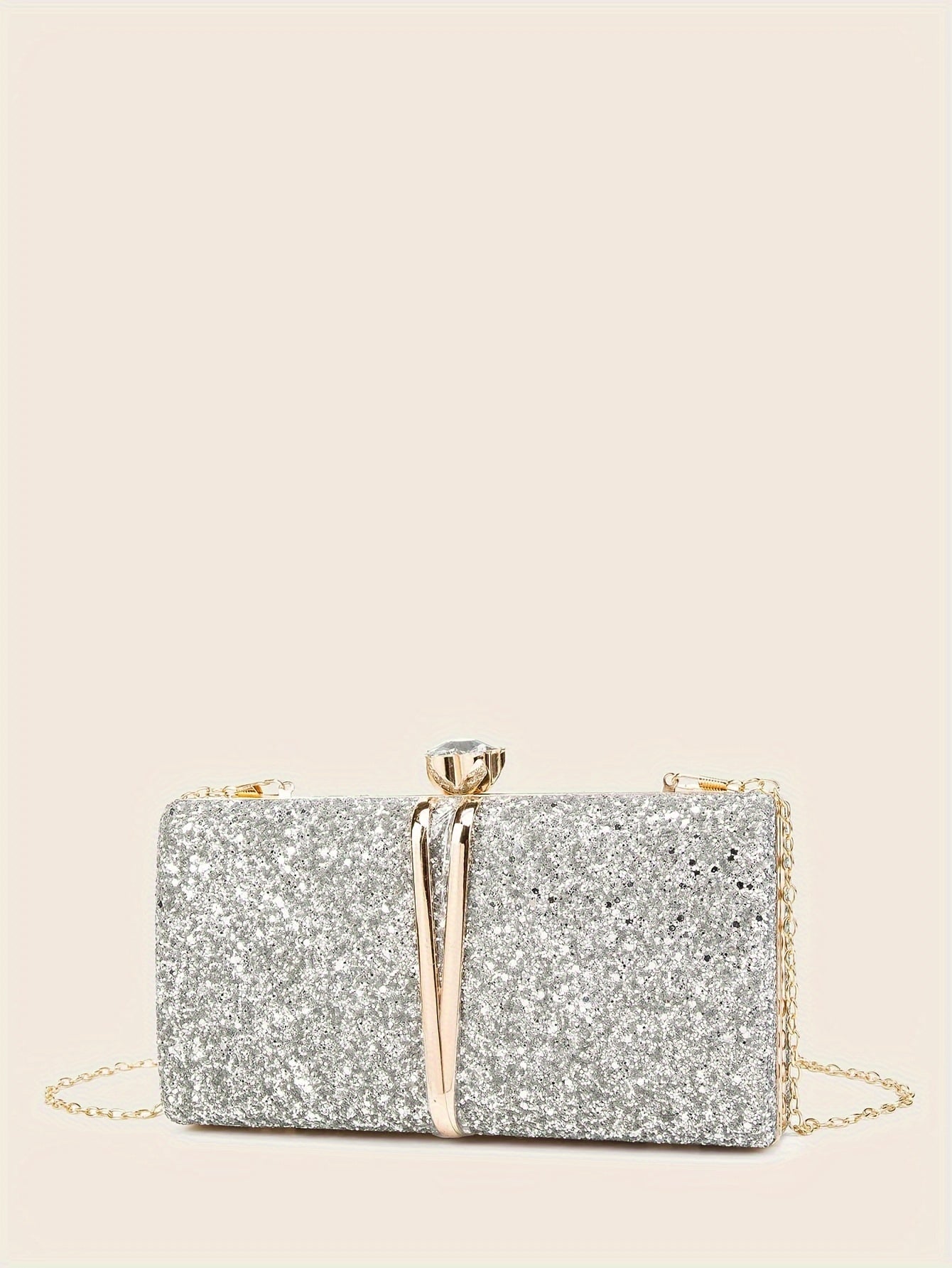 New Stylish Party Clutch Bag For Women, Evening Bag With V-shaped Golden Details