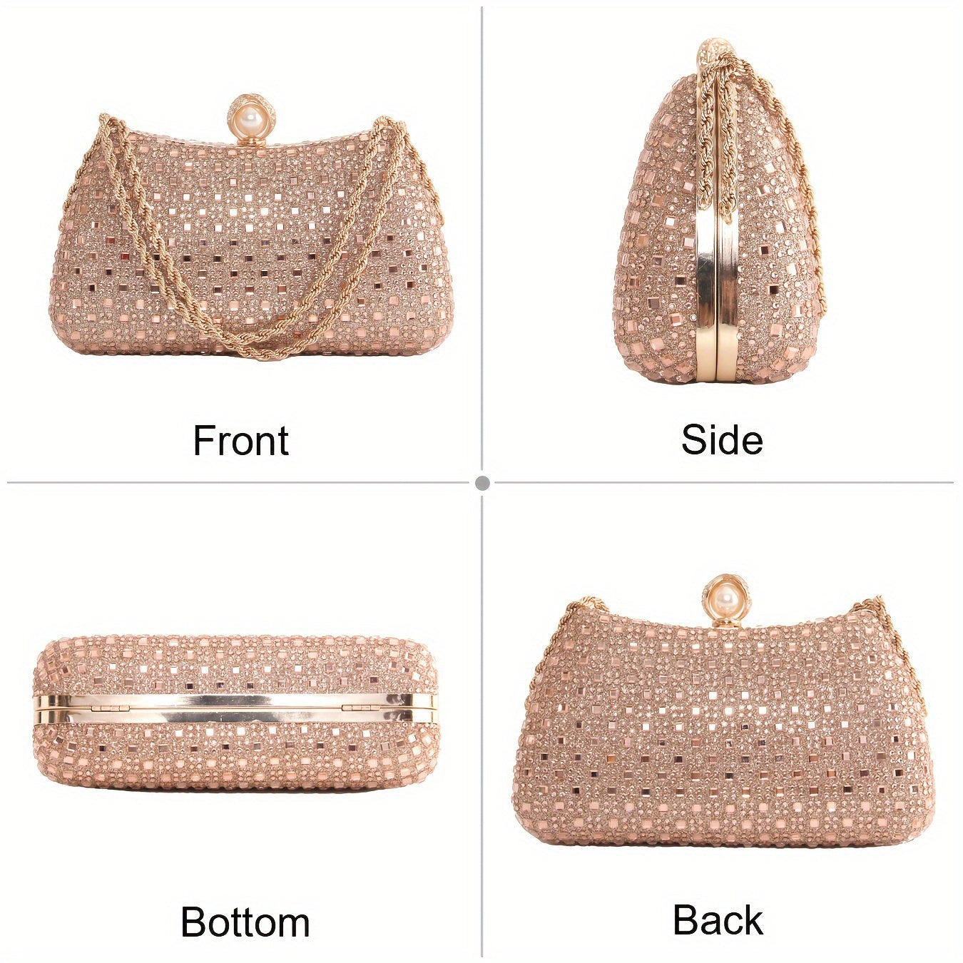 Elegant Champagne Rhinestone Clutch