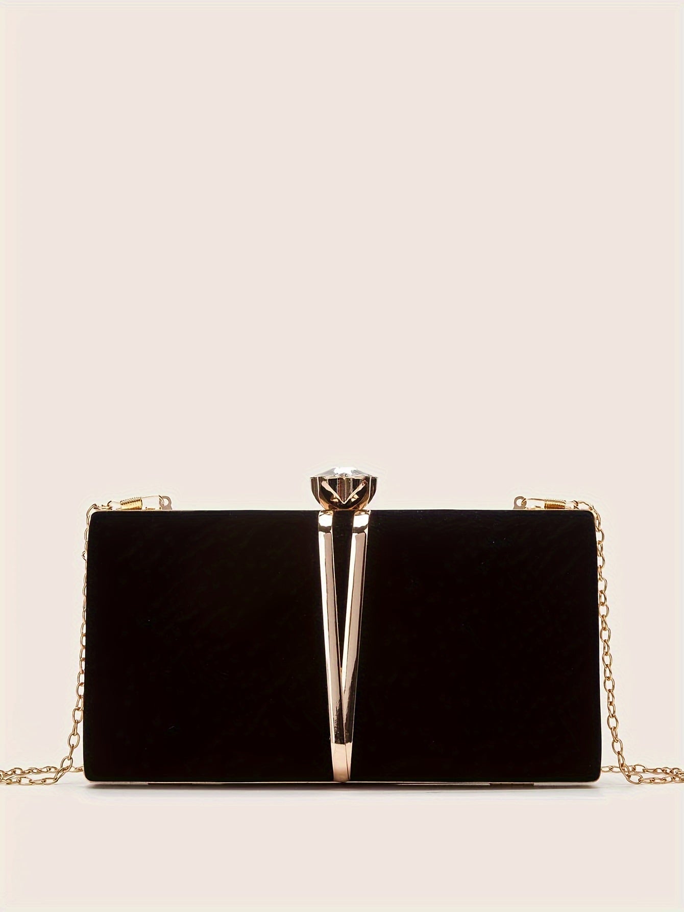 New Stylish Party Clutch Bag For Women, Evening Bag With V-shaped Golden Details