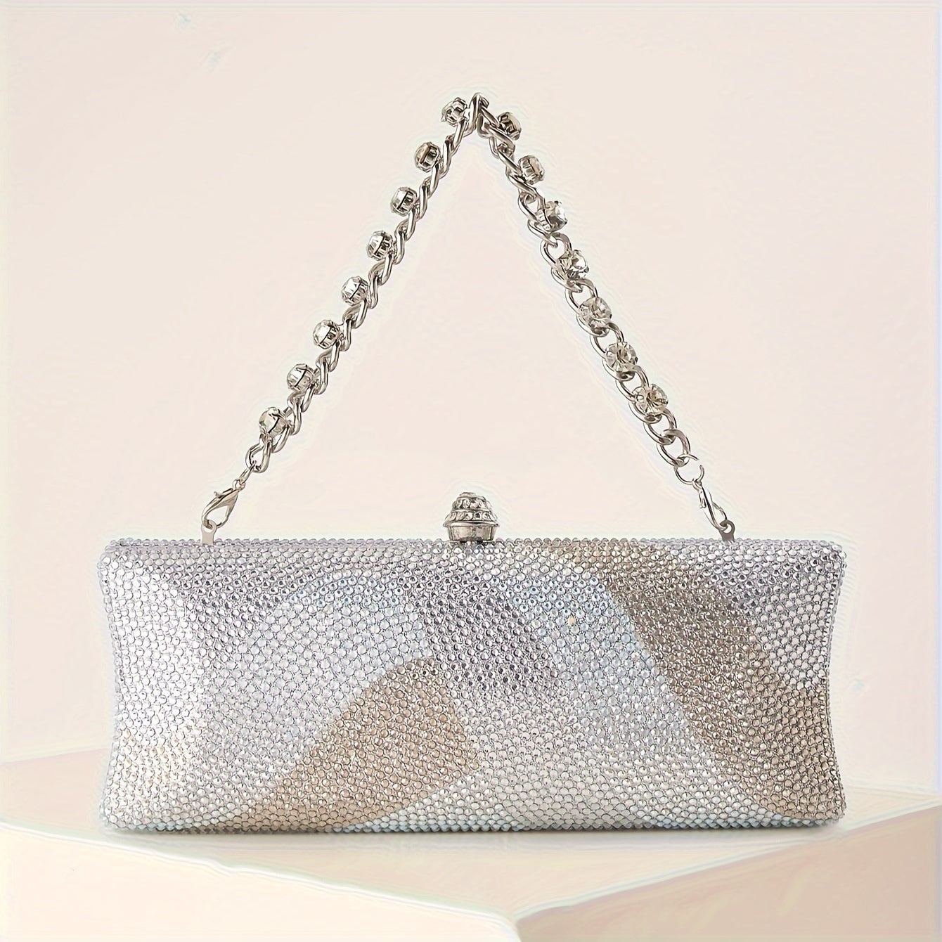 Elegant Crystal Dinner Clutch with Geometric Pattern