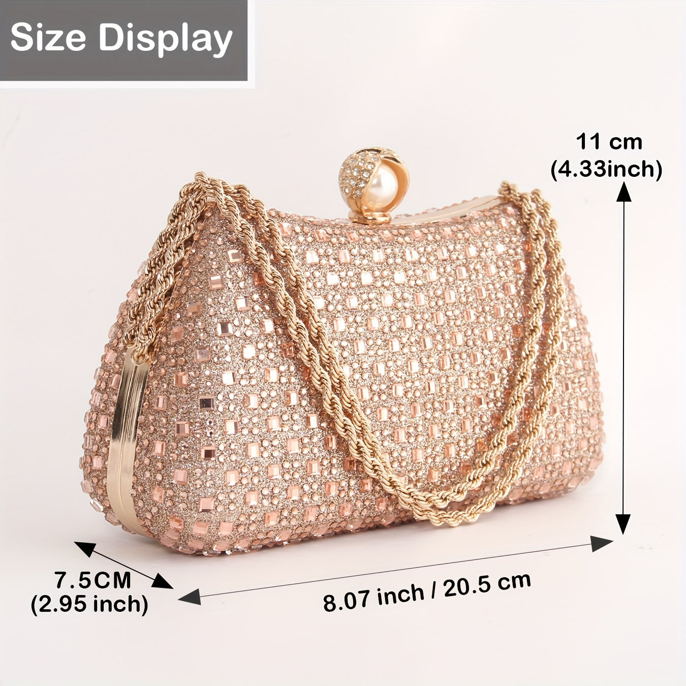 Elegant Champagne Rhinestone Clutch