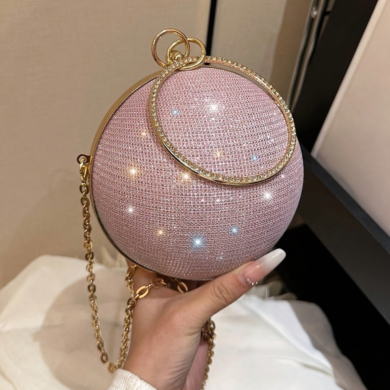 Small and Shiny Round Evening Bag
