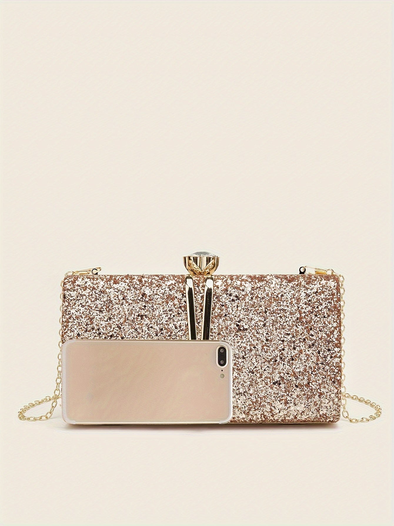 New Stylish Party Clutch Bag For Women, Evening Bag With V-shaped Golden Details