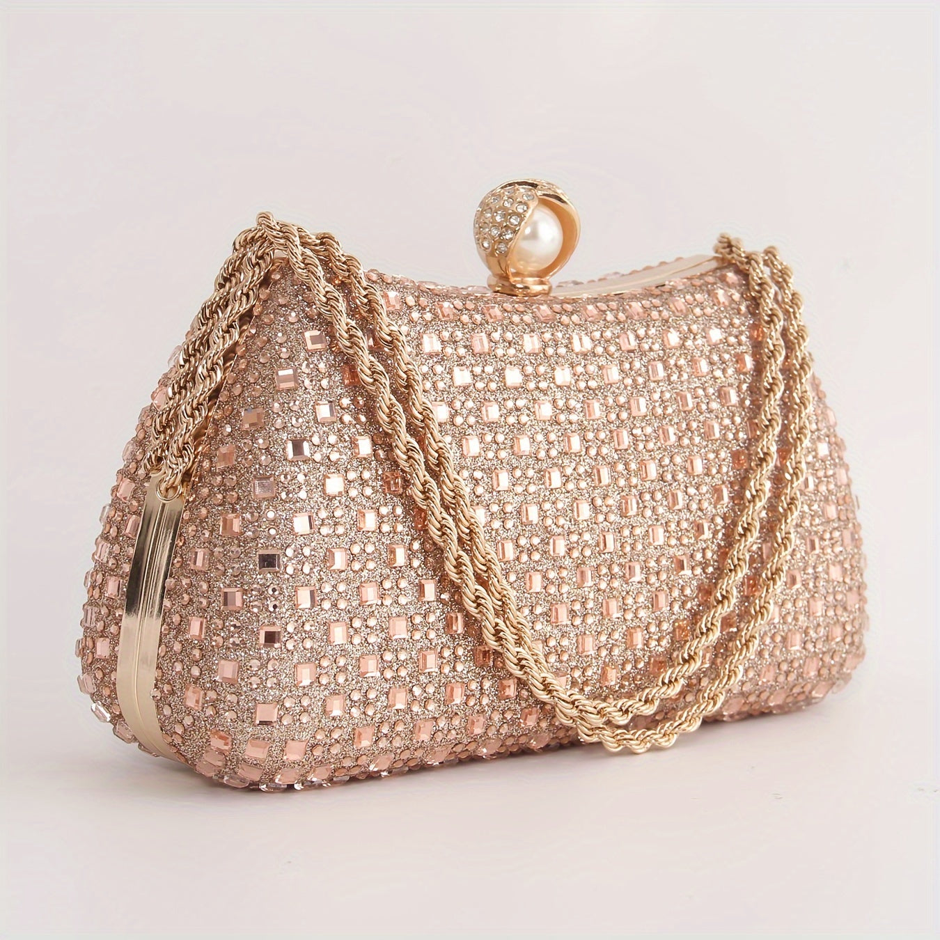 Elegant Champagne Rhinestone Clutch