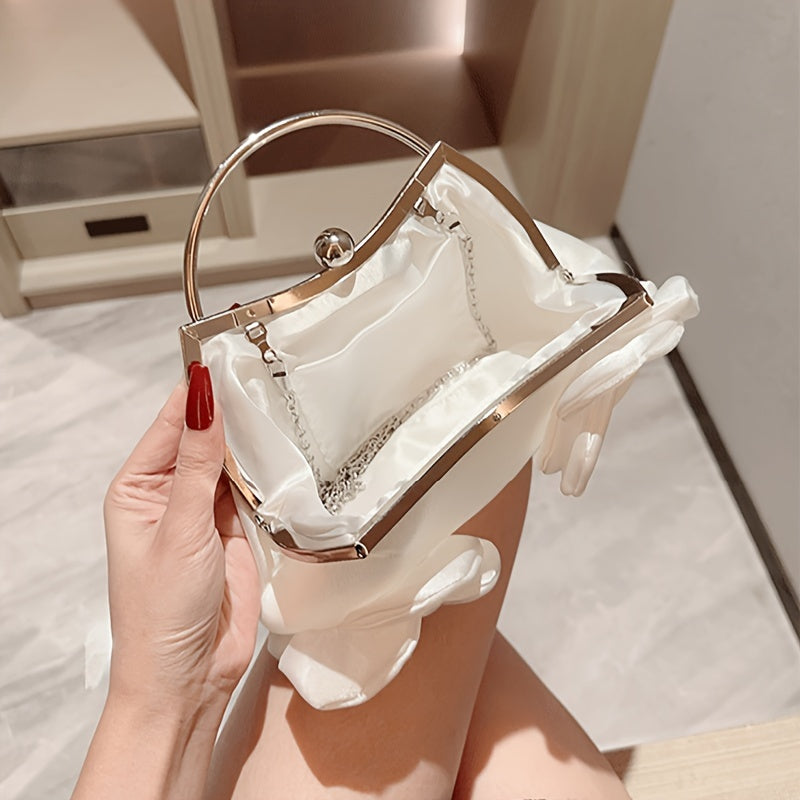 New Women's Fashion Elegant White Floral Evening Bag