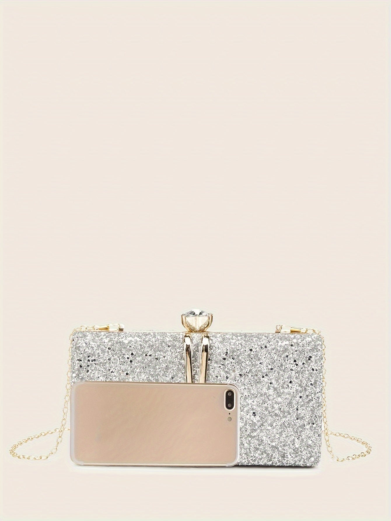 New Stylish Party Clutch Bag For Women, Evening Bag With V-shaped Golden Details