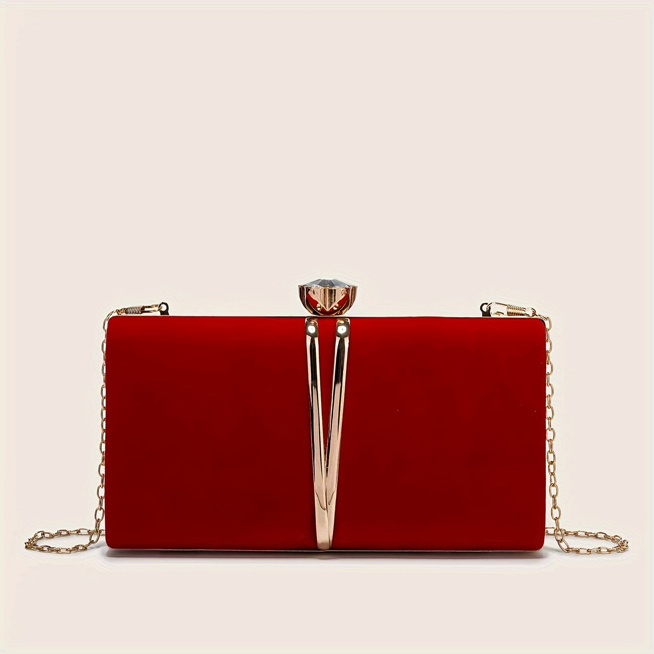 New Stylish Party Clutch Bag For Women, Evening Bag With V-shaped Golden Details