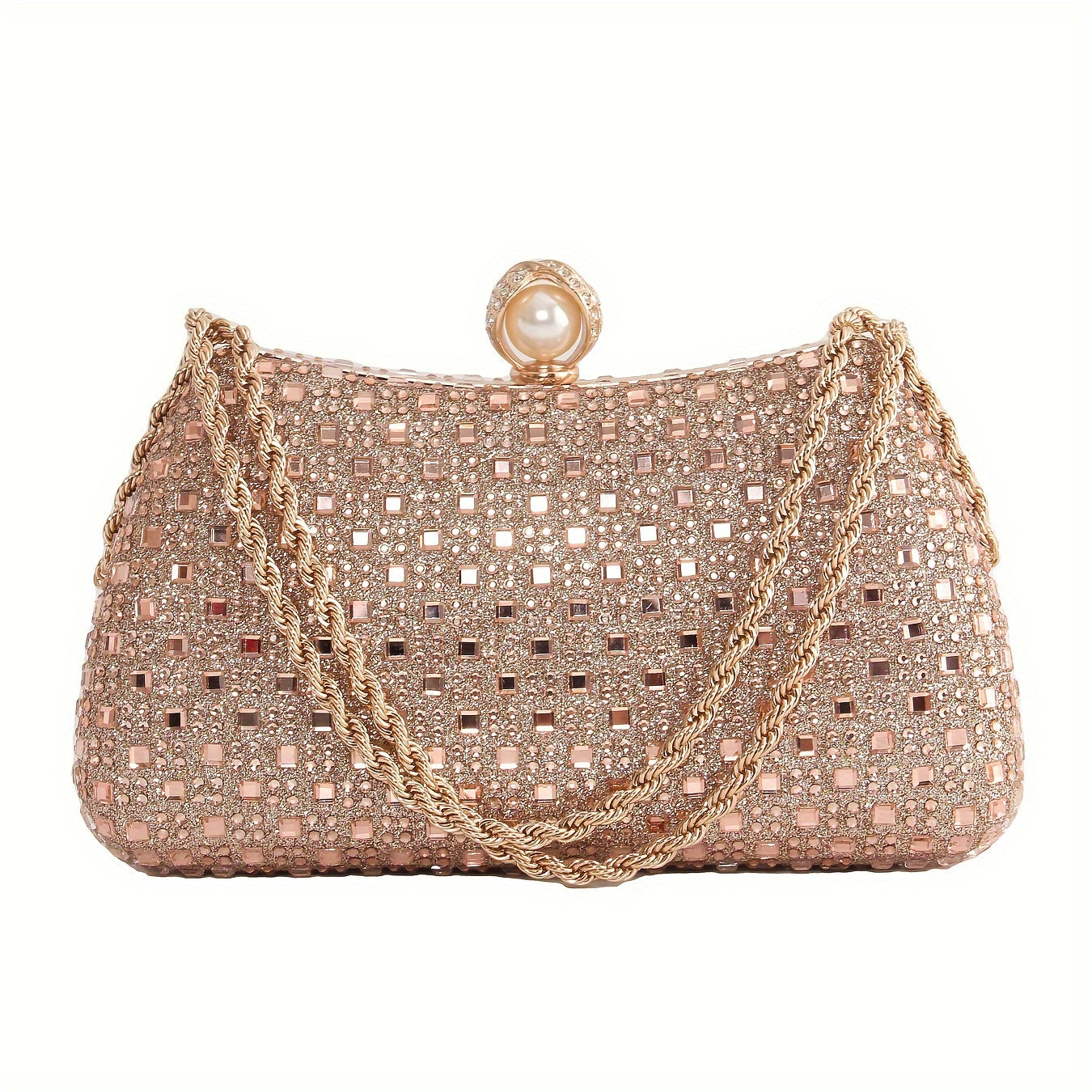 Elegant Champagne Rhinestone Clutch