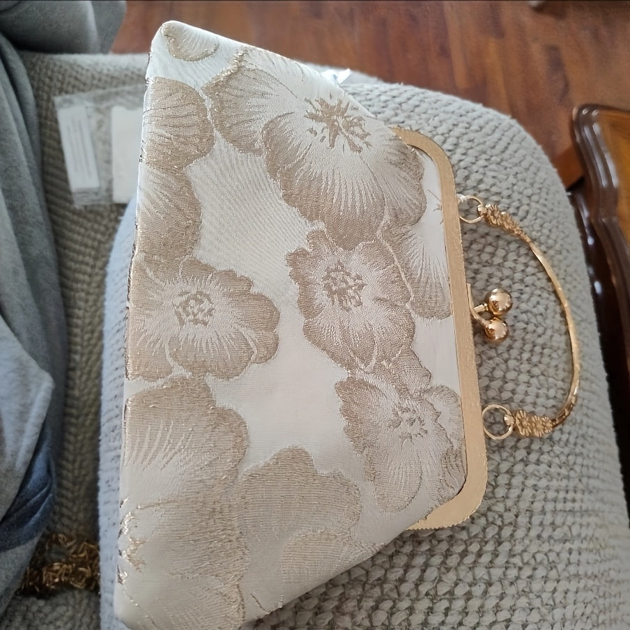 Timeless Design, Elegant Floral Evening Clutch with Tassel