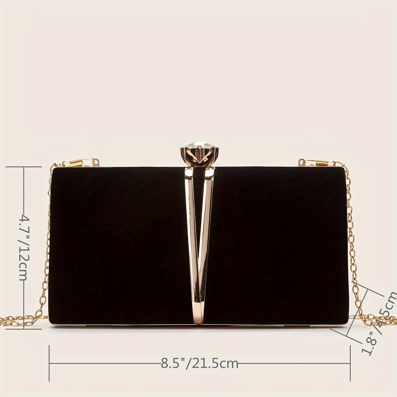New Stylish Party Clutch Bag For Women, Evening Bag With V-shaped Golden Details