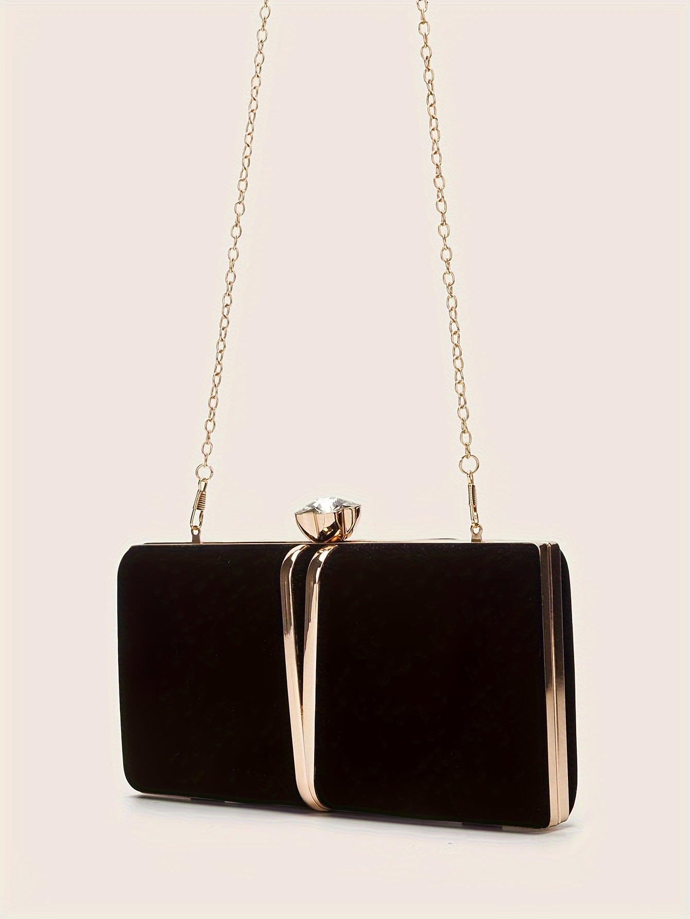 New Stylish Party Clutch Bag For Women, Evening Bag With V-shaped Golden Details