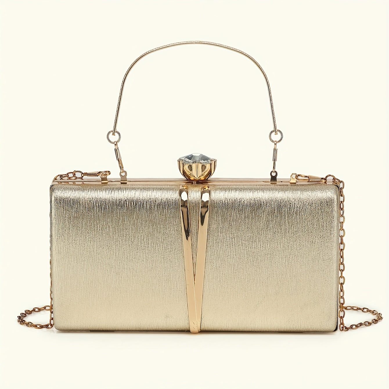 New Stylish Party Clutch Bag For Women, Evening Bag With V-shaped Golden Details
