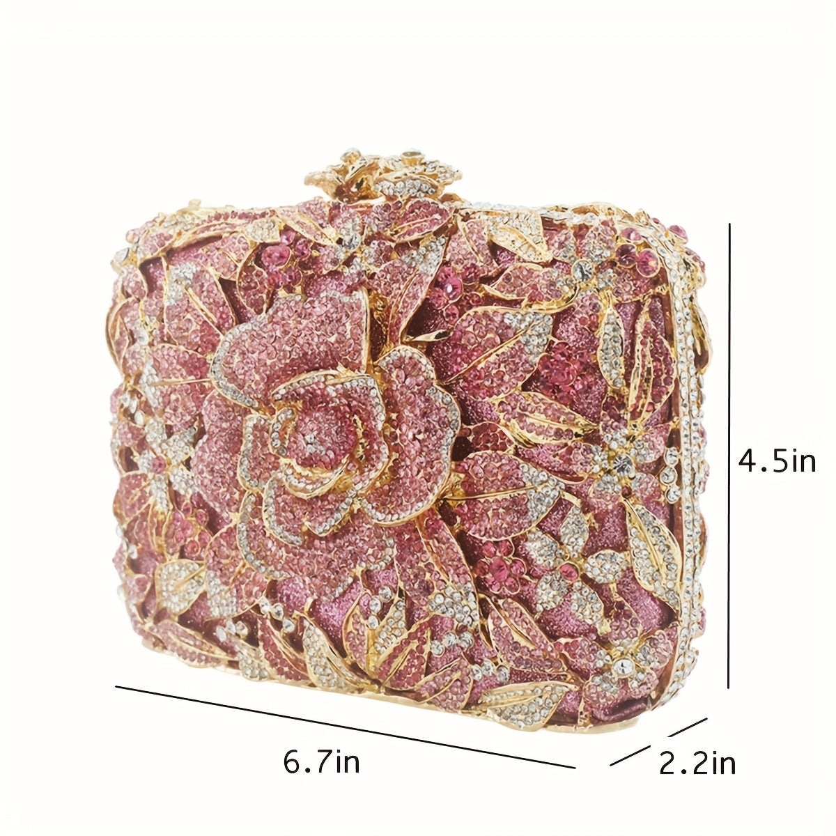 Women Flower Rhinestone Money Bag Rose Evening Clutch Bag Diamond Evening Bag