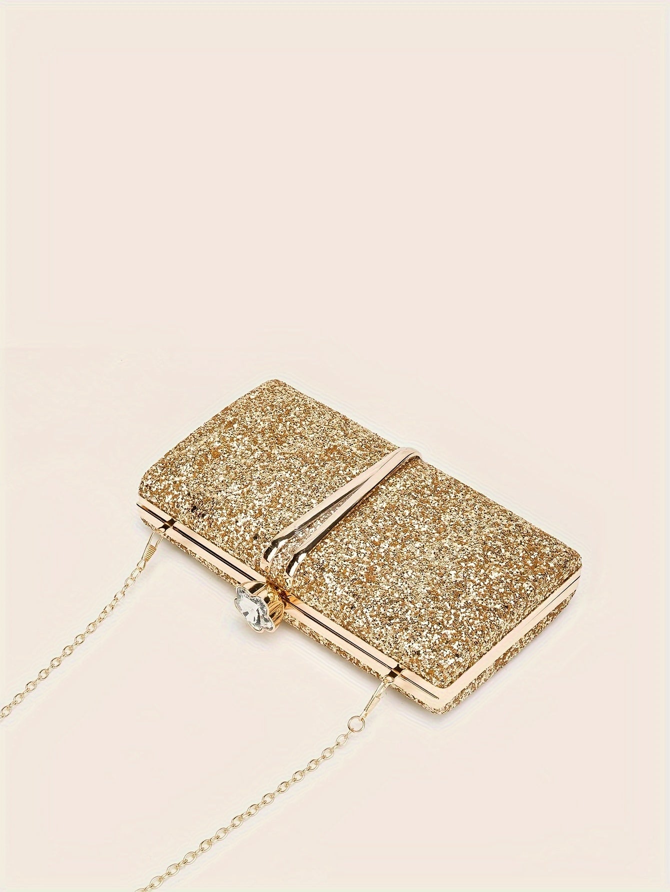 New Stylish Party Clutch Bag For Women, Evening Bag With V-shaped Golden Details