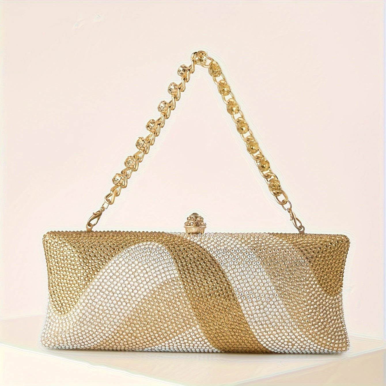 Elegant Crystal Dinner Clutch with Geometric Pattern