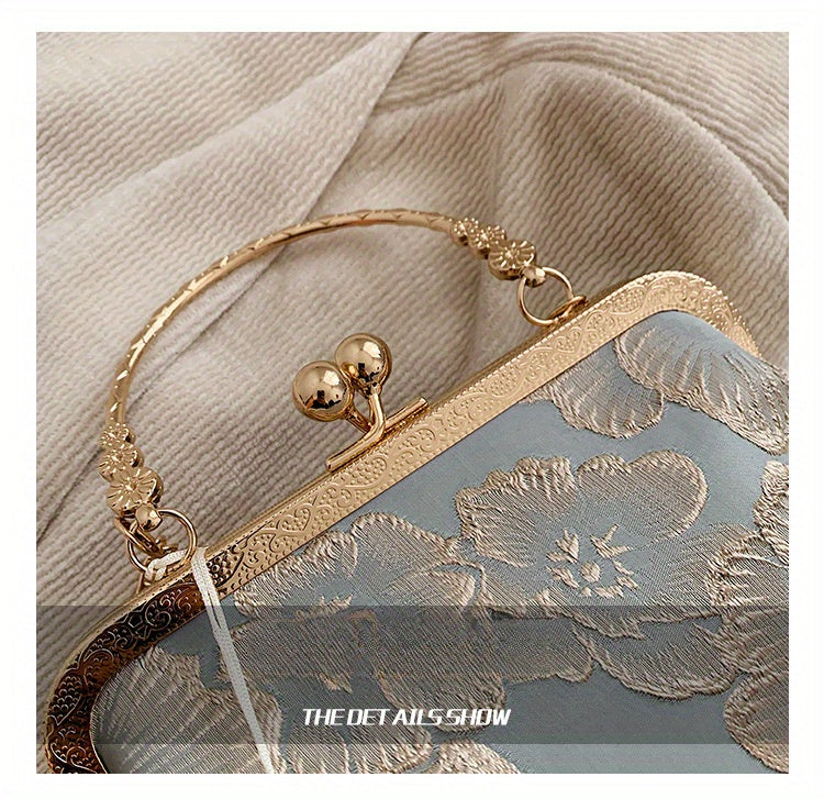 Timeless Design, Elegant Floral Evening Clutch with Tassel