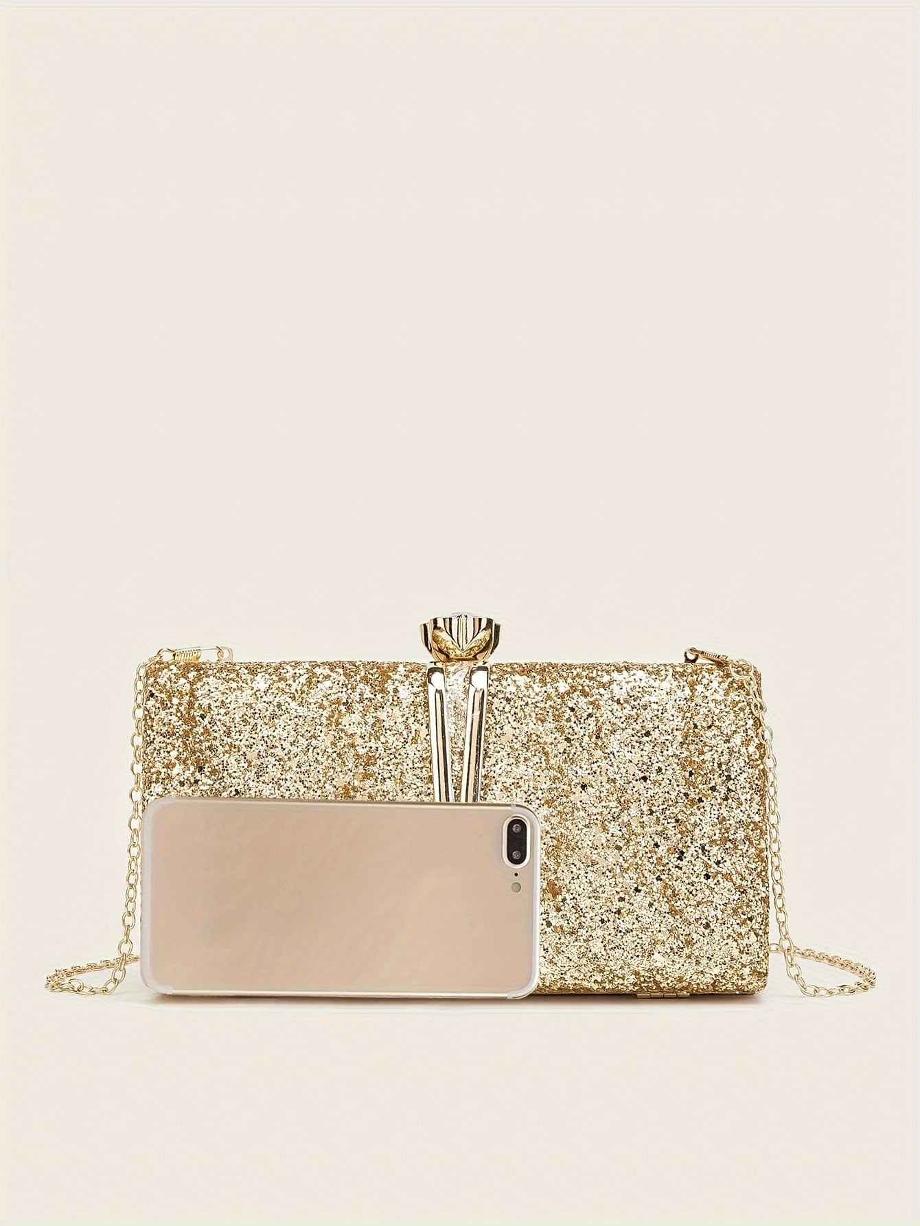 New Stylish Party Clutch Bag For Women, Evening Bag With V-shaped Golden Details