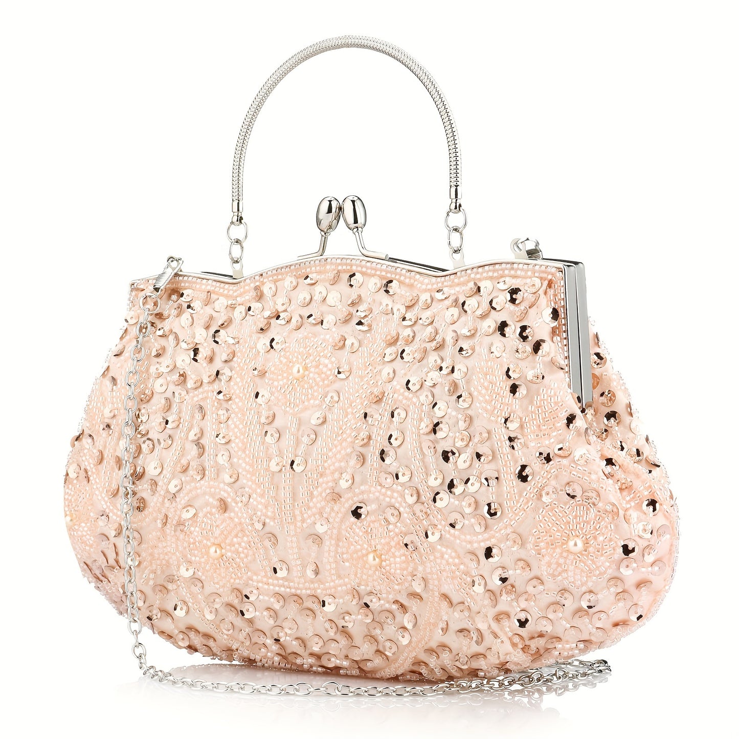 Snowdry Beaded Sequined Flower Dinner Large Clutch