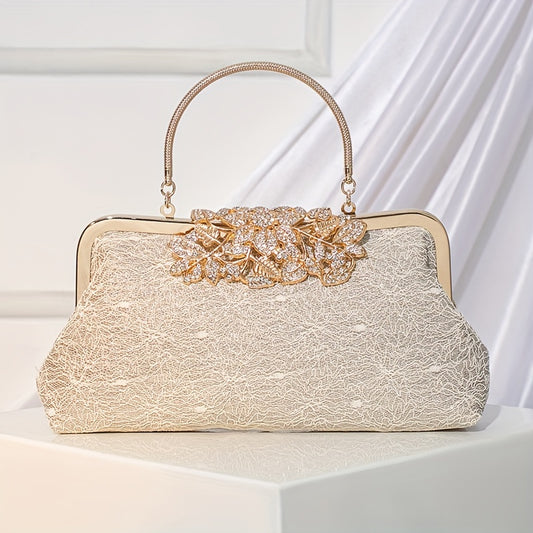 Elegant champagne lace clutch