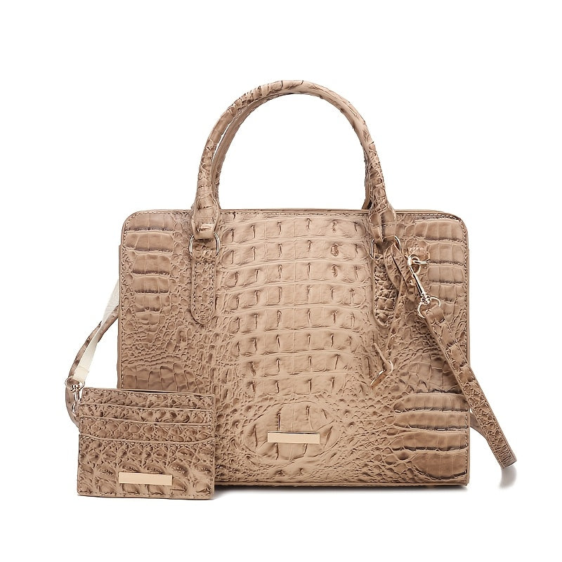 [Crocodile Tote Bag] 2pcs Large Capacity Crocodile Pattern Tote Bag - Casual Versatile Commuter Bag