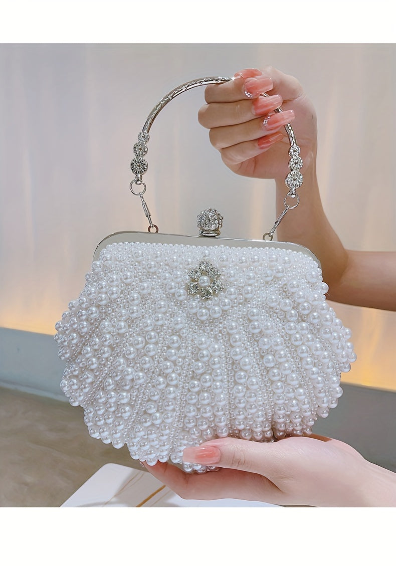 Women's Artificial Pearl Decoration Small Handbag