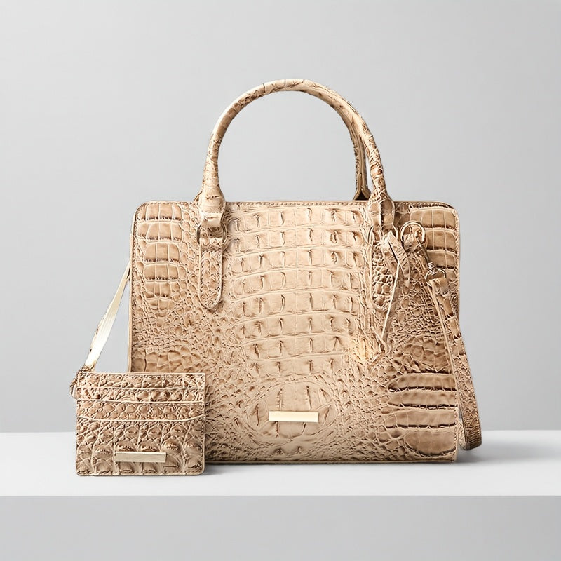 [Crocodile Tote Bag] 2pcs Large Capacity Crocodile Pattern Tote Bag - Casual Versatile Commuter Bag