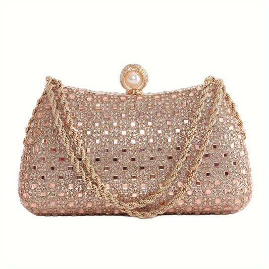 Elegant Champagne Rhinestone Clutch