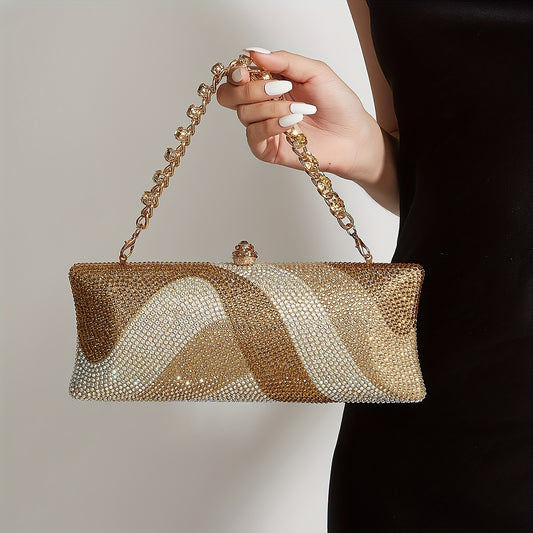 Elegant Crystal Dinner Clutch with Geometric Pattern