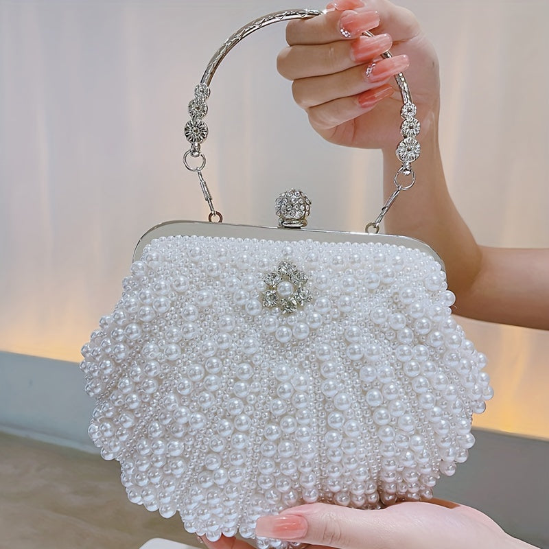 Women's Artificial Pearl Decoration Small Handbag