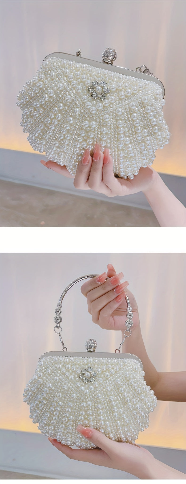 Women's Artificial Pearl Decoration Small Handbag