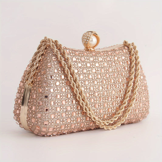 Elegant Champagne Rhinestone Clutch