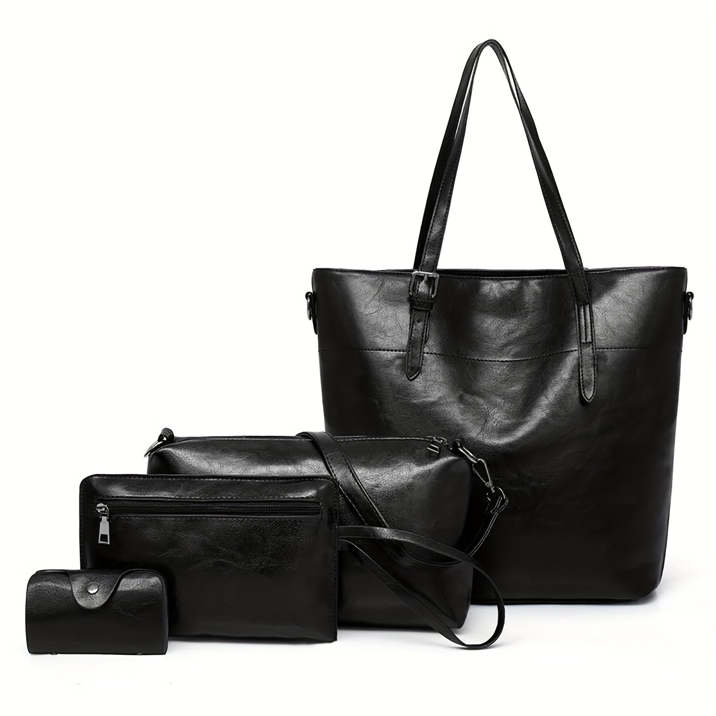 4pcs Retro Women'S Tote Bag, Elegant PU- Crossbody Bag, Handbag, Shoulder Bag, Wallet, Suitable For Shopping And Dating