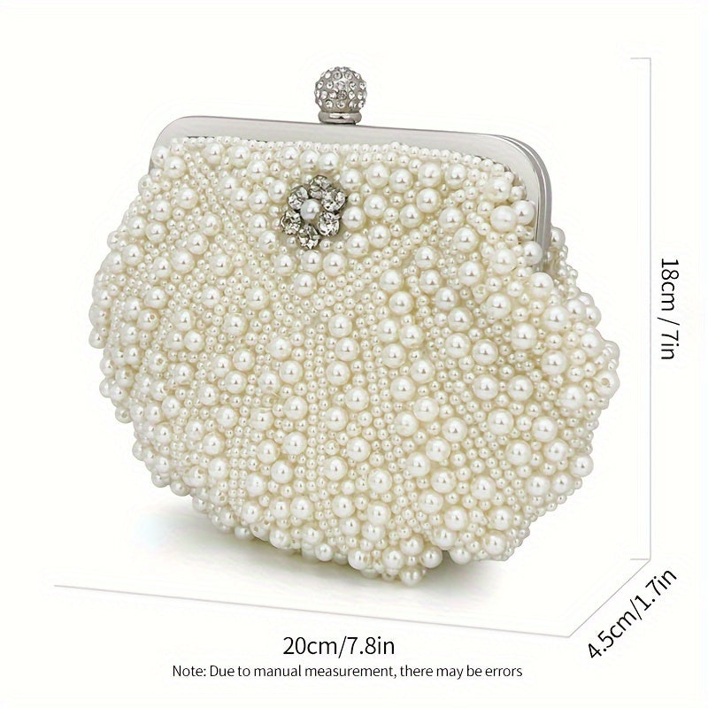 Women's Artificial Pearl Decoration Small Handbag