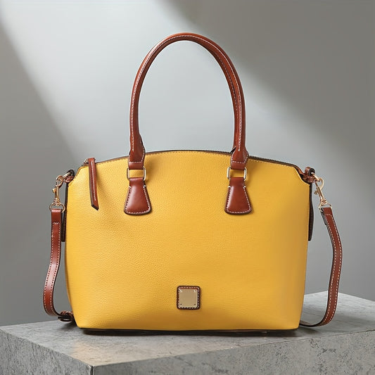 Timeless Vintage Western Handbag - Eye-Catching Colorblock Design, Refined Top Handle Zipper Satchel, Fashion-Forward Womens Textured Bag For Everyday Style