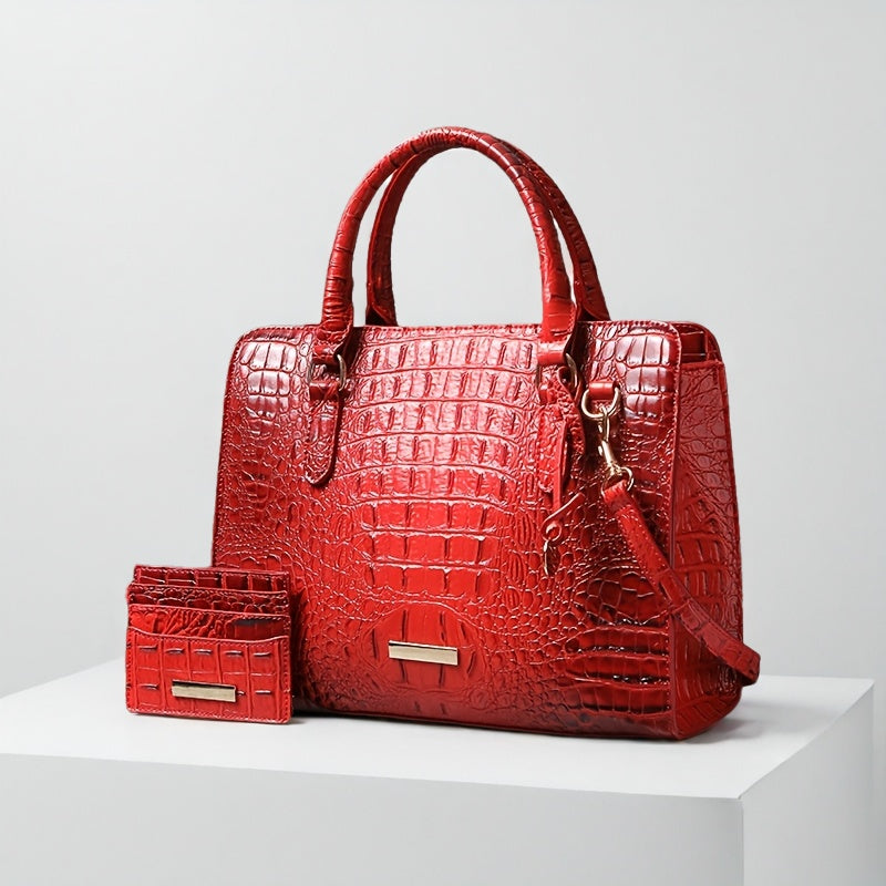 [Crocodile Tote Bag] 2pcs Large Capacity Crocodile Pattern Tote Bag - Casual Versatile Commuter Bag