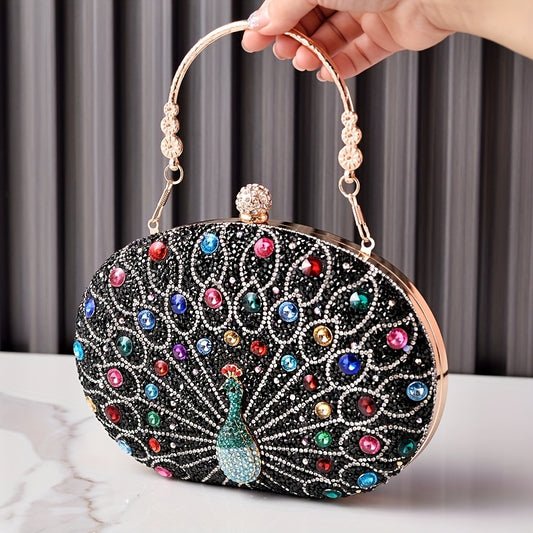 Peacock Crystal Clutch Bag Ladies Evening Bag