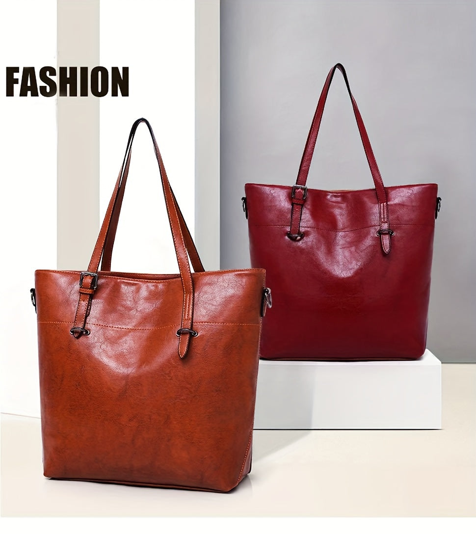 4pcs Retro Women'S Tote Bag, Elegant PU- Crossbody Bag, Handbag, Shoulder Bag, Wallet, Suitable For Shopping And Dating