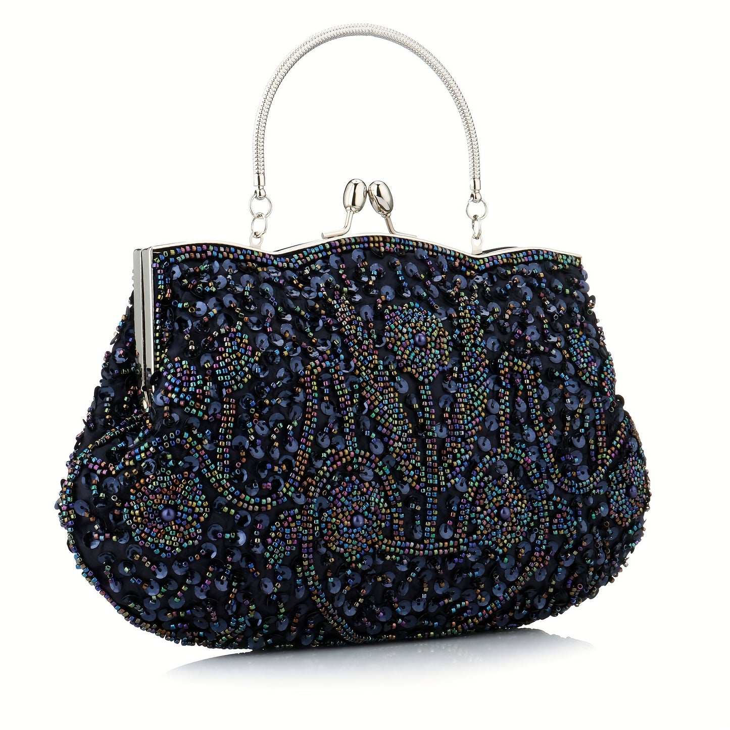 Snowdry Beaded Sequined Flower Dinner Large Clutch