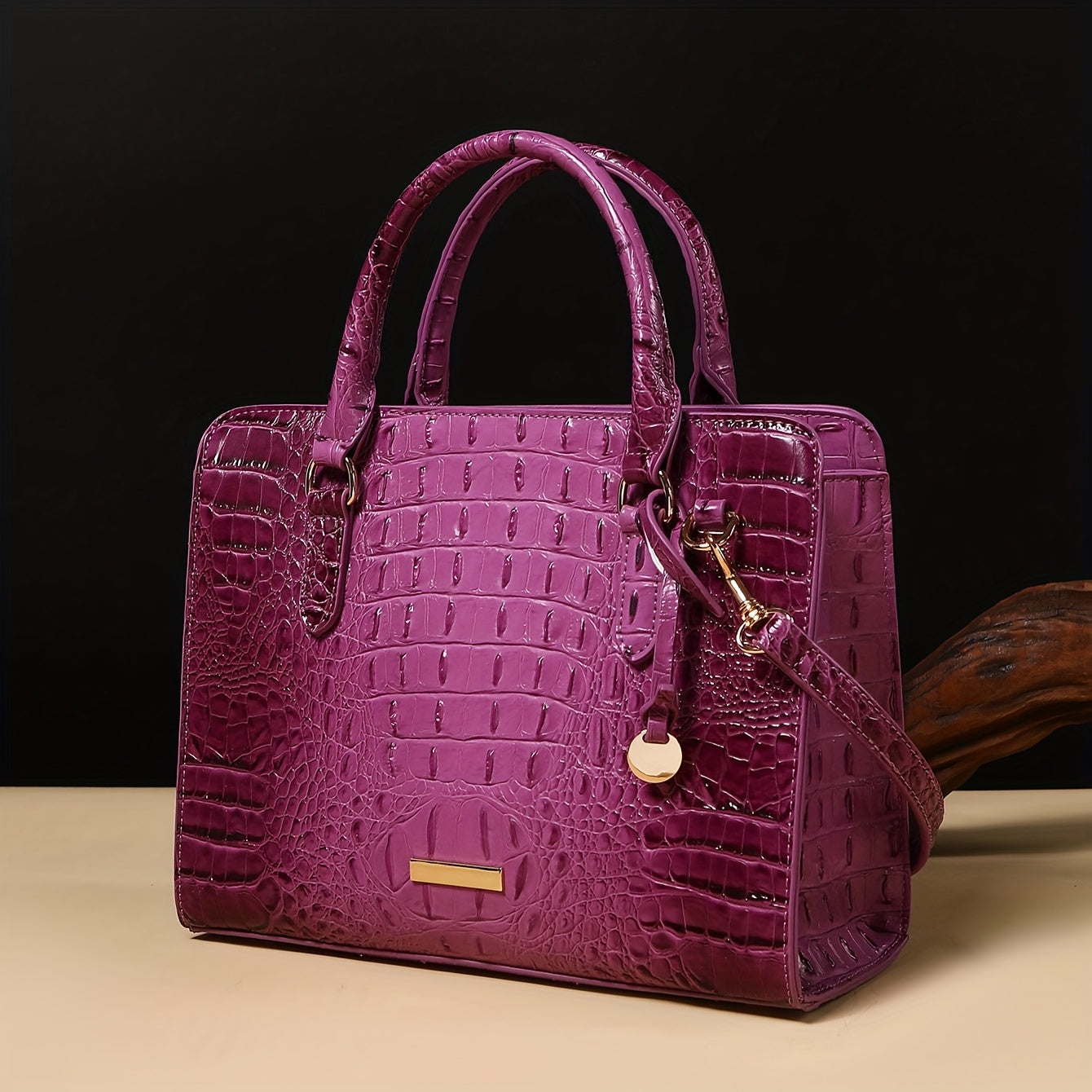 Chic 2pcs Crocodile Pattern Faux Leather Set, Spacious Interior, Trendy Shoulder Strap, Fashionable Clutch Purse, Women's Stylish Accessory For Work, Daily Life, And Special Occasions - Premium Quality, Durable, And Stylish Design