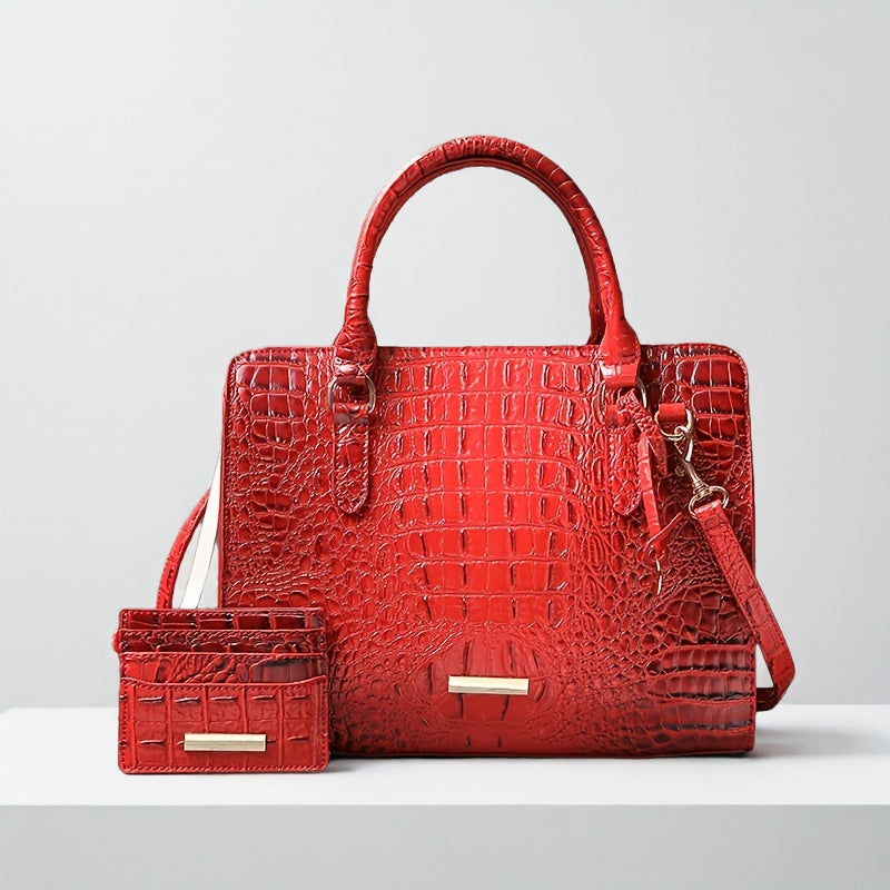[Crocodile Tote Bag] 2pcs Large Capacity Crocodile Pattern Tote Bag - Casual Versatile Commuter Bag