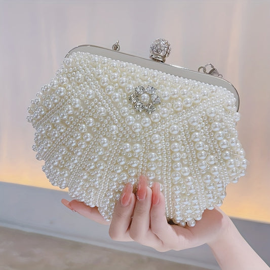 Women's Artificial Pearl Decoration Small Handbag