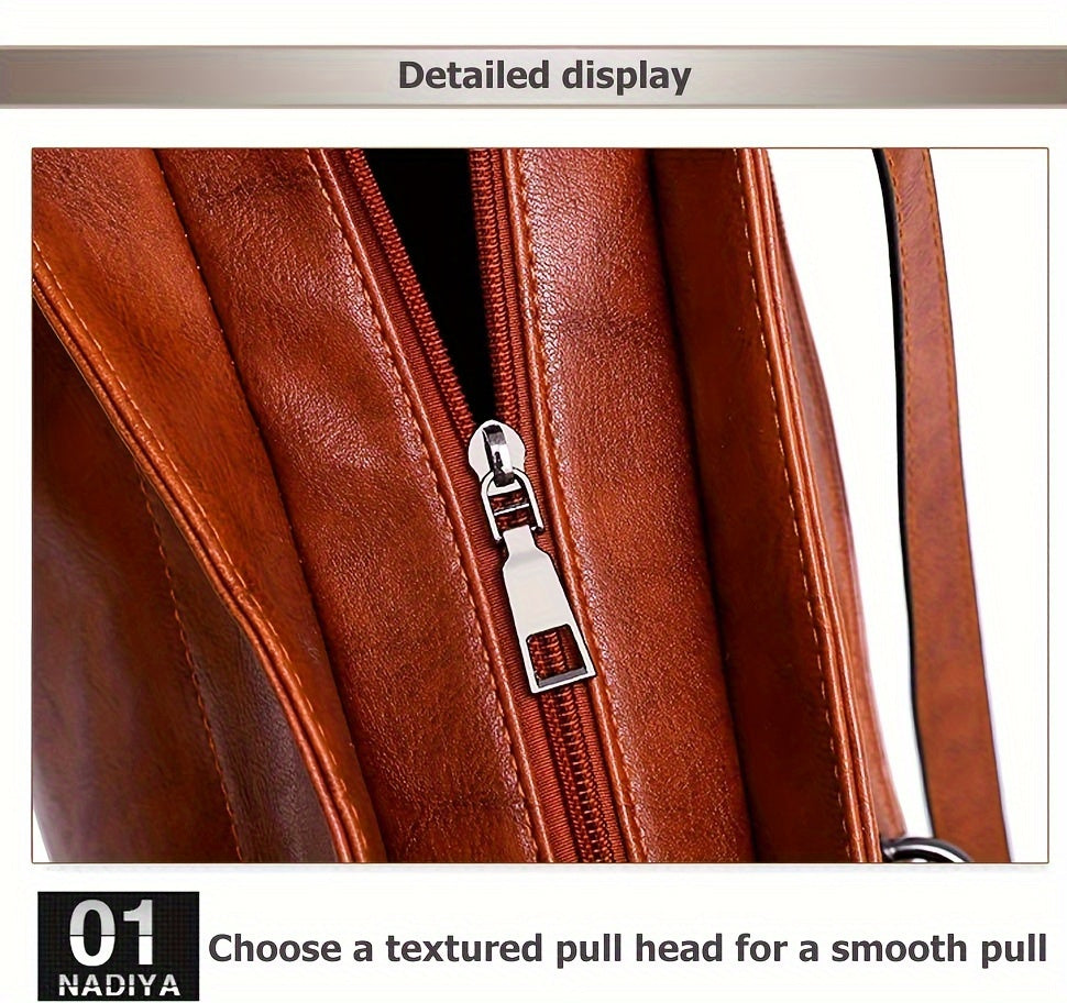 4pcs Retro Women'S Tote Bag, Elegant PU- Crossbody Bag, Handbag, Shoulder Bag, Wallet, Suitable For Shopping And Dating