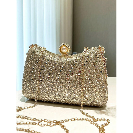 Rhinestone Handle Chain Elegant Dinner Bag Party