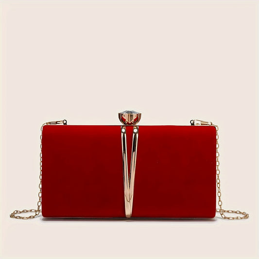 New Stylish Party Clutch Bag For Women, Evening Bag With V-shaped Golden Details